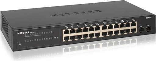 [GS324TP-100EUS] NETGEAR GS324TP 26-Port PoE Managed Gigabit Ethernet Smart Switch, 24 x PoE+ @ 190W Total Power Budget, 2 x 1G SFP, Desktop or Rackmount, S350 Series, Black | GS324TP-100EUS