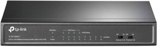 [tp-link-poe-switch-8-port-100-mbps-4-poe-ports-up-to-154-w-for-each-poe-port-and-41-w-for-all-poe-ports-metal-casing-plug-and-play-ideal-for-ip-surveillance-and-access-pointtl-sf1008lp] TP-Link PoE Switch 8-Port 100 Mbps, 4 PoE ports up to 15.4 W for each PoE port and 41 W for all PoE ports, Metal Casing, Plug and Play, Ideal for IP Surveillance and Access Point(TL-SF1008LP)