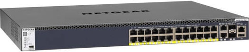 [GSM4328PA-100AJS] NETGEAR M4300-28G-PoE+ 26-Port 1G/10G PoE+ Managed Network Switch with SFP+, 128Gb/s Switching, 480W Power Budget, 95.2Mpps Fwd Rate, 24x Gb ETH PoE+, 2x 10G SFP+, 2x 10G ETH | GSM4328PA-100AJS