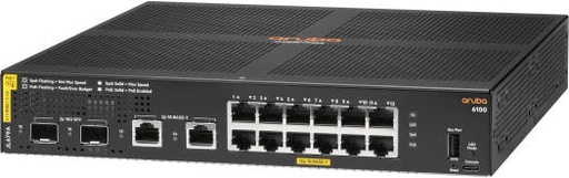 [JL679A] Aruba 6100 12-Port PoE+ Gigabit Network Switch, 68 Gb/s Capacity, 45.1 Mpps Forwarding, 2 x 10G SFP+, 2 x Gigabit SFP, USB Type-C/A | JL679A
