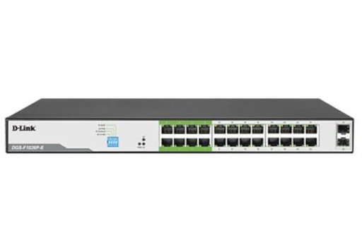 [DGS-F1026P-E] D-Link 250M 24-Port 1000Mbps PoE Switch, With 2 SFP Ports, IEEE 802.3af/at POE, 250W Total Power Budget, Plug and Play Installation | DGS-F1026P-E