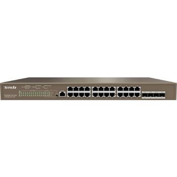 [TEG5328P-24-410W] Tenda TEG5328P L3 Managed PoE Switch, 24 Port GE, 4x1G SFP, VLAN, QoS, DHCP Snooping, 56Gbps, 370W Power | TEG5328P-24-410W