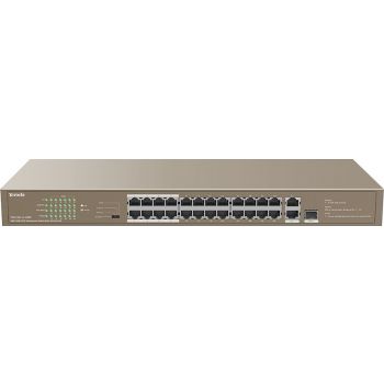 [TEF1126P-24-250W] Tenda TEF1126P 24-Port PoE Switch, 8.8 Gbps, 4M Buffer, Rackmount, 135W Power Output | TEF1126P-24-250W