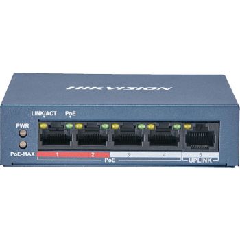 [DS-3E0105P-E/M(B)] HikVision DS-3E0105P-E/M(B) Switch, 4 X 100m Poe Ports & 1 X 100m Ethernet Port, Supports Poe Power Supply and Extend Mode, Wire-speed Forwarding & Non-blocking Design | DS-3E0105P-E/M(B)