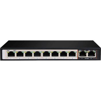 [DGS-F1010P-E] D-Link DGS-F1010P 8GE PoE+ 2GE Uplink Switch, 250m Distance,10 Port 10/100/1000 Mbps, 6kV Light Protection, 120 Watts PoE Budget, Flow Control, Black | DGS-F1010P-E
