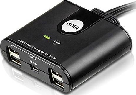 [US224] Aten 2-Port USB 2.0 Peripheral Sharing Device - Black | US224