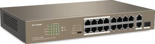 [F1118P-16-150W] IP COM F1118P-16-150W 16FE+2GE/1SFP Unmanaged Switch, 6 kV lightning protection, With 16-Port PoE | F1118P-16-150W