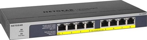 [GS108PP] NetGear 10/100/1000 8 Port Unmanaged Switch with 8 PoE+ Ports - 123W | GS108PP
