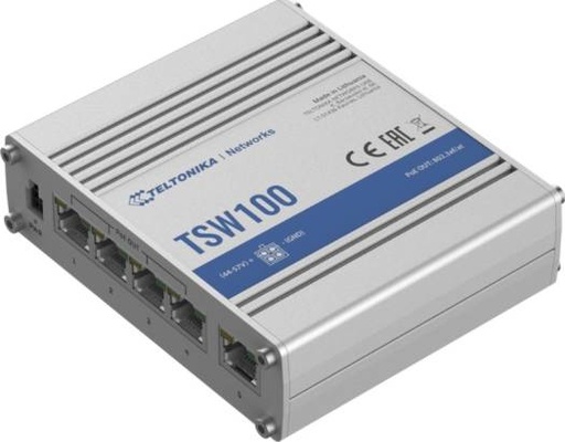 [TSW100] Teltonika Industrial Unmanaged Switch, 1000Mbps, PoE | TSW100