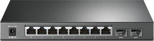 [T1500G-10PS(TL-SG2210P)] TP-Link T1500G-10PS JetStream 8-Port Gigabit PoE Switch with 2 SFP, 20 Gb/s Switching, 53W PoE Power Budget, 14.9Mpps FWD Rate, 9KB Jumbo Frame, Extensive L2 Features, Black | T1500G-10PS(TL-SG2210P)