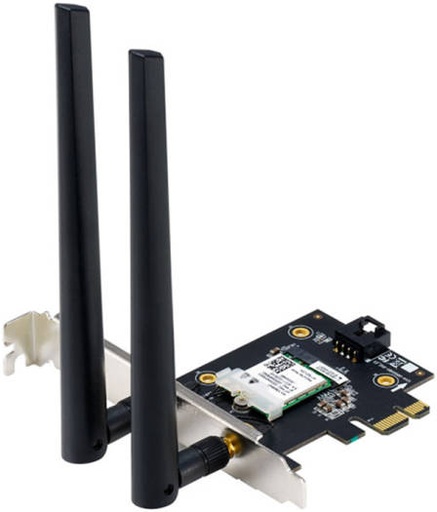 [90IG05R0-BM9100] ASUS PCE-AXE5400 WiFi 6E PCI-E Adapter, Dual Antennas, 6GHz Band, 160MHz, Bluetooth 5.2, WPA3 Security, Black | 90IG05R0-BM9100