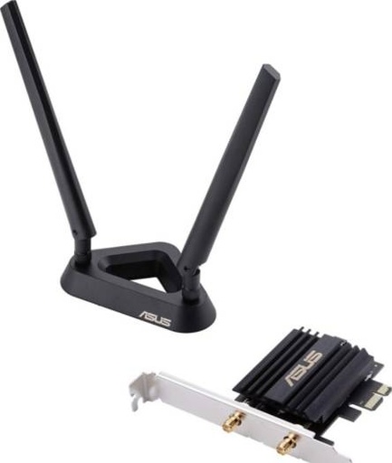 [asus-pce-ax58bt-dual-band-pci-e-wifi-6-802-11ax-adapter-2-external-antennas-160mhz-bluetooth-5-0-wpa3-network-security-ofdma-and-mu-mimo-wifi-and-wireless-adapter-i-pce-ax58bt] Asus PCE-AX58BT WiFi 6 Adapter: Dual Band, PCI-E, 802.11ax, 2 external antennas, 160MHz, Bluetooth 5.0, WPA3 security, OFDMA, MU-MIMO, 90IG0610-MO0R00