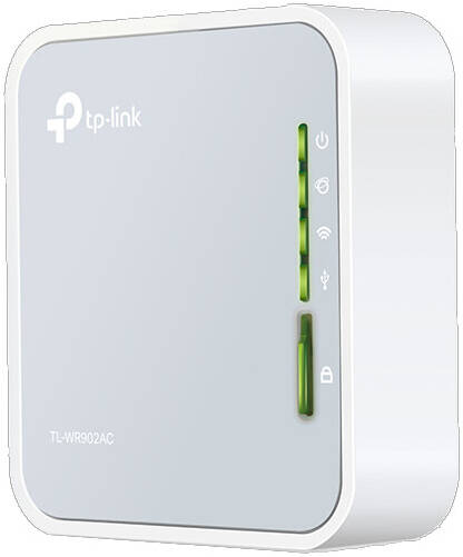 [TL-WR902AC] TP-Link AC750 Wireless Travel Router, Dual-Band Connectivity, 2.4GHz & 5GHz Frequency, Up to 433 Mbps WiFi Speed, 2x Fixed Antennas, 1x 10/100 Mbps WAN/LAN Port, White | TL-WR902AC