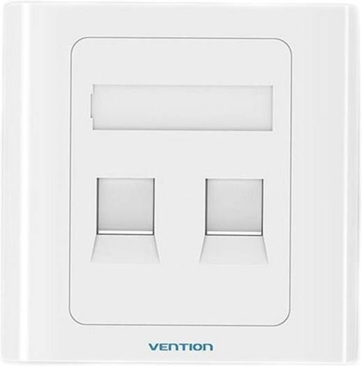 [IFBW0] Vention 2 Port keystone Jack Wall Plate 86 Type, Premium Material of Flame Retardance, Aesthetically Slim, White | IFBW0