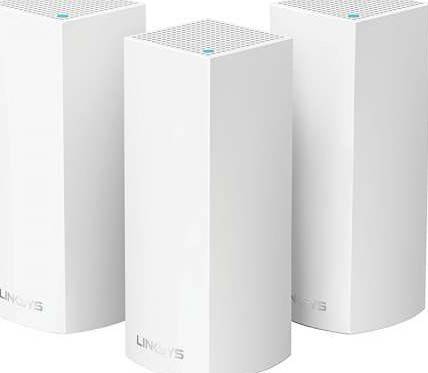 [WHW0303W] Linksys WHW0303B Tri-Band Mesh WiFi 5 System - Extender & Booster, 6K sq ft, 60+ Devices, 2.2 Gbps, 3 Pack, White. | WHW0303W