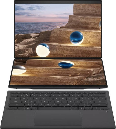 [90NB16V1-M008N0] ASUS Zenbook DUO UX8407AA Copilot+ Laptop, 14" 3K OLED 144Hz Touch Display, Intel Core Ultra 7 355, 32GB RAM, 1TB SSD, Intel Graphics, English-Arabic K/B, Win11, Moher Gray | 90NB16V1-M008N0