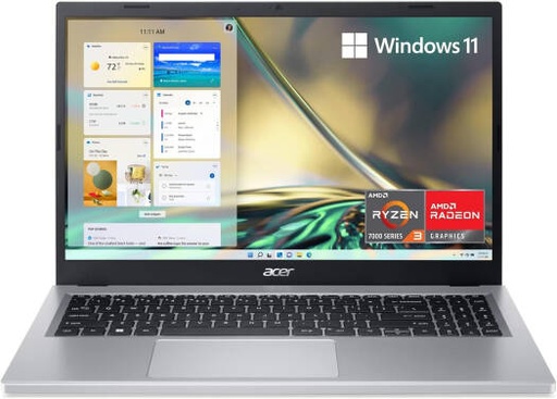 [ASPIRE-3] Acer Aspire 3 Laptop, 15.6" IPS Slim Bezel Display, AMD Ryzen 3 7320U Processor, 4GB RAM, 128GB SSD, AMD Radeon 610M Graphics, English Keyboard, Window 11 Home, Pure Silver | ASPIRE-3
