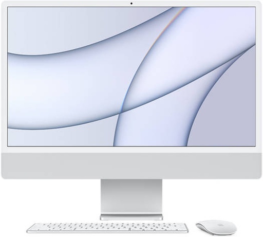 [MGPC3 AB/A] Apple iMac 24" 4.5K Retina Display Laptop, M1 Chip, 8 Core CPU, 8 Core GPU, 8GB RAM, 256GB SSD, 4480x2520 Resolution, English-Arabic KB, Touch ID, 143W Power Adapter, Silver | MGPC3 AB/A