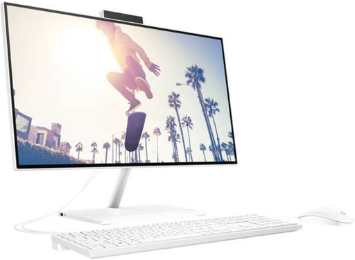 [6V339EA] HP 24-CB1025NH All-In-One Desktop Computer, 23.8" FHD VA Display, Intel Core i5-1235U CPU, 8 GB RAM, 512 SSD, Iris Xe Graphics, HP 225 White Wired ENG KB & Mouse Combo, No OS, White | 6V339EA