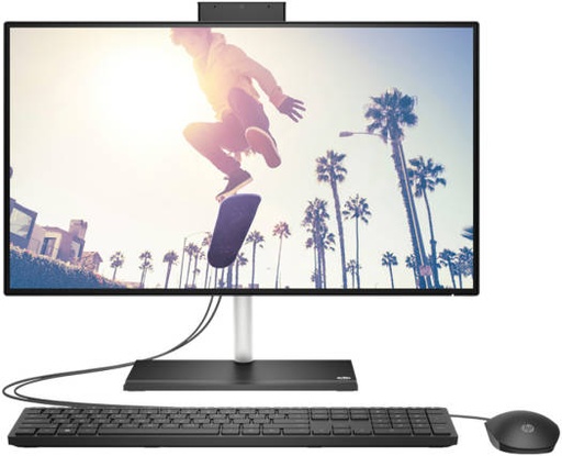 [6P0E4EABH5] HP 24-cb1022nh Bundle AIO Desktop Computer, 23.8" Diagonal, FHD VA Display, Intel Core i5-1235U, 8GB RAM, 256GB SSD, HP 225 Black Wired KB & Mouse, No OS, Black | 6P0E4EABH5