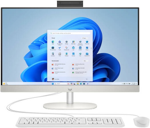 [D30C6EABH5] HP All-in-One AI 27-cr2043nh Desktop Computer, 27" FHD IPS Display, Intel Core Ultra 5 225U, 8GB RAM, 512GB SSD, Intel UHD Graphics, Wired Keyboard & Mouse, No OS, White | D30C6EABH5