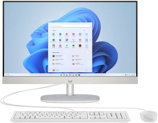 [B6NU0PA] HP All-in-One 24-cr0032l Desktop Computer, 24" FHD IPS Display, Intel Core i5-1334U, 8GB RAM, 512GB SSD, Intel Iris Xe Graphics, Wired Keyboard & Mouse, No OS, White | B6NU0PA