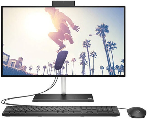 [6V338EABH5] HP 24-cb1018nh All-In-One Desktop Computer, 23.8" FHD IPS Touch Display, Intel Core i5-1235U, 8GB RAM, 512GB SSD, Intel UHD Graphics, HP 225 Wired Mouse Keyboard, No OS, Black | 6V338EABH5