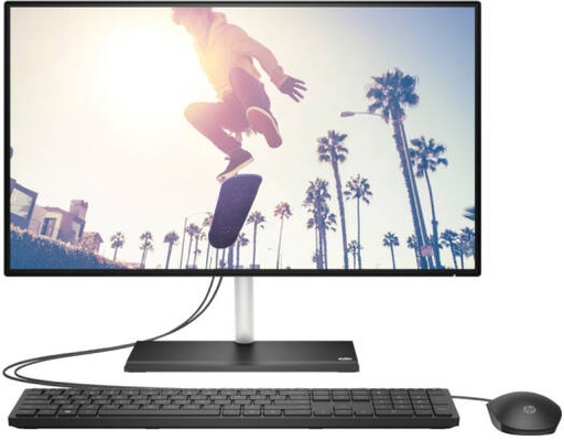 [6M8A1EA] HP 24-cb1018nh All-In-One Desktop Computer, 23.8" FHD VA Display, Intel Core i7-1255U, 8GB RAM, 256GB SSD, Intel Iris Xe Graphics, HP 225 Black Wired K/B & Mouse, Windows 11 pro , Black | 6M8A1EA