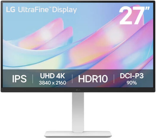 [27US550-W] LG UltraFine Monitor, 27" IPS Display, 4K UHD Resolution, 60Hz Refresh Rate, 5ms (GtG at Faster) Response Time, 1.07b Color Display, Dynamic Action Sync, White | 27US550-W