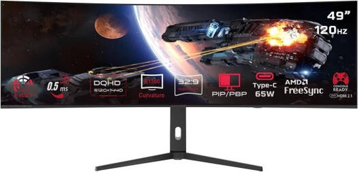 [GOC49DQHD120] GAMEON GOC49DQHD120 Curved Gaming Monitor, 49" VA Display, DQHD Resolution, 120Hz Refresh Rate, 0.5ms (MPRT) Response Time, FreeSync, Adaptive Sync, Black | GOC49DQHD120