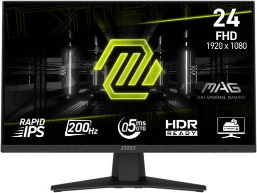 [9S6-3BC41H-010] MSI MAG 244F Gaming Monitor, 24" Rapid IPS Display, FHD Resolution, 200Hz Refresh Rate, 0.5ms (GtG) Response Time, AMD FreeSync Premium Technology, 1.07B Display Color, Black | 9S6-3BC41H-010