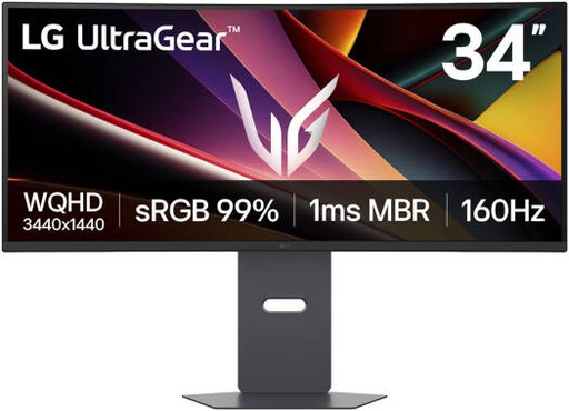 [34G600A-B.AMA] LG 34G600A-B UltraGear Curved Gaming Monitor, 34" VA Display, WQHD Resolution, 160Hz Refresh Rate, 1ms (MBR) Response Time, AMD FreeSync Premium, Motion Blur Reduction, Black | 34G600A-B.AMA