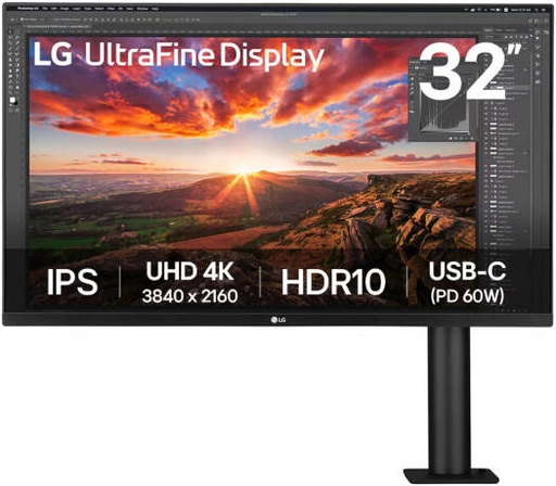 [32UN880K] LG 32UN880K Ergo Monitor, 32" IPS Display, 4K UHD Resolution, 60Hz Refresh Rate, 5ms (GtG @ Faster) Response Time, 1.07b Color Display, Dynamic Action Sync, Black | 32UN880K