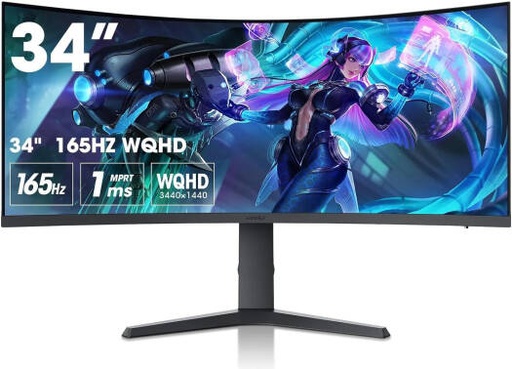 [34E6UC] Koorui 34E6UC 34" VA WQHD Curved VA Gaming Monitor, 165Hz Refresh Rate, 21 9 Aspect Ratio, 1ms Refresh Rate, FreeSync/G-Sync Technology, VESA Compatible, Black | 34E6UC