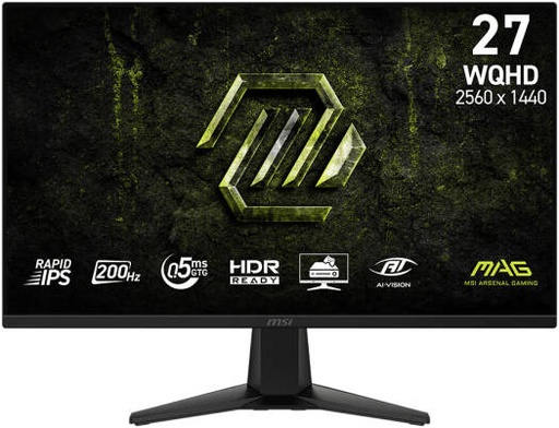 [9S6-3CAA1M-003] MSI MAG 275QF E20 Gaming Monitor, 27" Rapid IPS Display, WQHD Resolution, 200Hz Refresh Rate, 0.5ms (GtG) Response Time, AMD FreeSync Premium Technology, Black | 9S6-3CAA1M-003