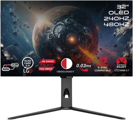 [GO32OLED4K] GAMEON Signature X Series Gaming Monitor, 32" OLED Display, 4k 240Hz/FHD 480Hz Refresh Rate, 0.03ms Response Time, FreeSync & G-Sync, Flicker-Free & Low Blue Light, Black | GO32OLED4K