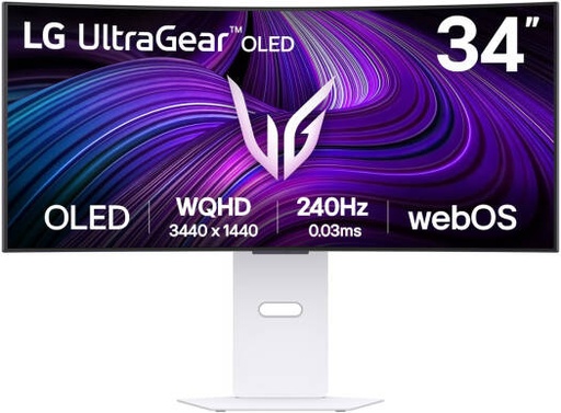 [34GX90SA-W.AMA] LG UltraGear OLED GX9s Curved Gaming Monitor, 34" WQHD OLED Display, 240Hz Refresh Rate, 0.03ms (GtG) Response Time, AMD FreeSync Premium, VESA Certified AdaptiveSync, White | 34GX90SA-W.AMA