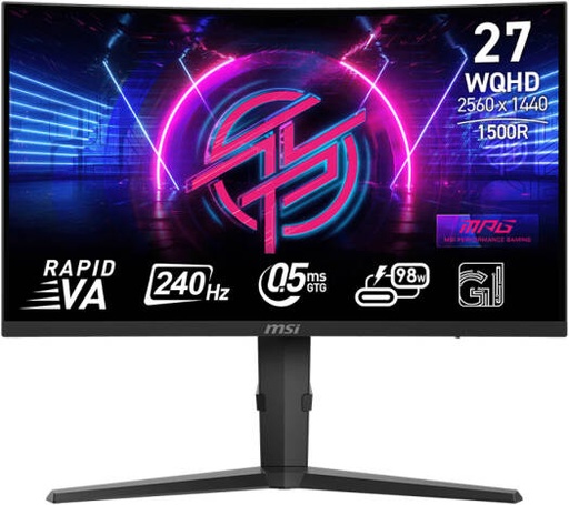[9S6-3CD04H-063] MSI MPG 275CQRXF Curved Gaming Monitor, 27" Rapid VA Display, WQHD Resolution, 240Hz Refresh Rate, 0.5ms (GtG) Response Time, AMD FreeSync Premium Technology, Curve 1500R, Black | 9S6-3CD04H-063