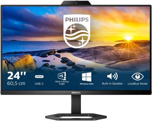 [24E1N5300HE] Philips 5000 Series Monitor, 24" IPS Display, FHD Resolution, 75Hz Refresh Rate, 1ms (MPRT) Response Time, AMD FreeSync Technology, 16.7m Color Display, Black | 24E1N5300HE