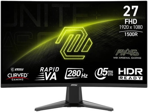 [9S6-3CE01M-022] MSI MAG 276CXF Gaming Curved Monitor, 27" Rapid VA Display, FHD Resolution, 280Hz Refresh Rate, 0.5ms (GtG) Response Time, Adaptive Sync Technolgoy, 1500R Curvature, Black | 9S6-3CE01M-022