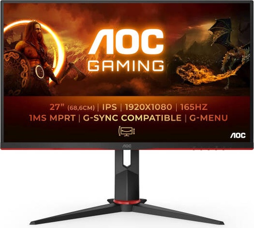 [27G2SPUBK-OPEN BOX] AOC OPEN BOX 27G2SPU Gaming Monitor, 27" IPS Display, FHD Resolution, 165Hz Refresh Rate, 1ms (MPRT) Response Time, AMD FreeSync Premium, Height Adjust, Black | 27G2SPUBK-OPEN BOX