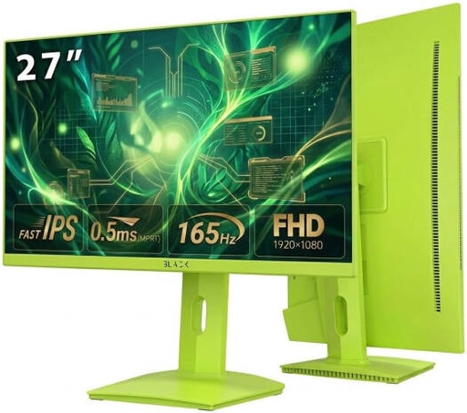 [BGM-SY27-165SE-GR] Black Gaming Monitor 27", 165Hz 1080P Computer Monitor Fast IPS FHD, Adaptive Sync, 0.5ms(MPRT), HDR10, 131% sRGB, HDMI Displayport, Tilt Pivot Height Adjustment, Green | BGM-SY27-165SE-GR