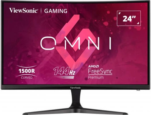 [VX2418-PC-MHD] ViewSonic Curved Gaming Monitor, 24" Display, FHD Resolution, 144Hz Refresh Rate, 1ms Response Time, Anti-Glare, Hard Coating, 16.7M Color Display, Black | VX2418-PC-MHD