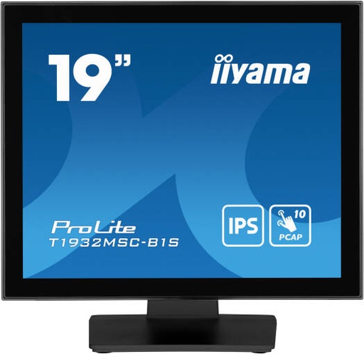 [T1932MSC-B1S] iiyama ProLite T1932MSC-B1S Touchscreen Monitor, 19" IPS Display, 10 Point Multi Touch, 1280 x 1024 Resolution, HDMI DisplayPort VGA, IP54 Protection | T1932MSC-B1S