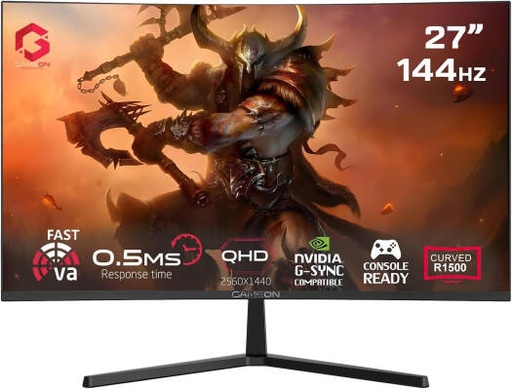 [GC27Q144VA] GAMEON GC27Q144VA Curved Gaming Monitor, 27" VA Display, QHD Resolution, 144Hz Refresh Rate, 0.5ms (MPRT) Response Time, FreeSync Adaptive Sync, Low Blue Light, Black | GC27Q144VA