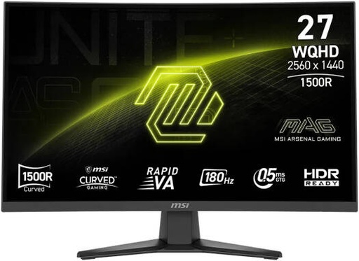 [9S6-3CE91H-009] MSI MAG 275CQF E18 Curved Monitor, 27" Rapid VA Display, WQHD Resolution, 180Hz Refresh Rate, 0.5ms (GtG) Response Time, AMD FreeSync Technology, 1500R Curvature, Black | 9S6-3CE91H-009