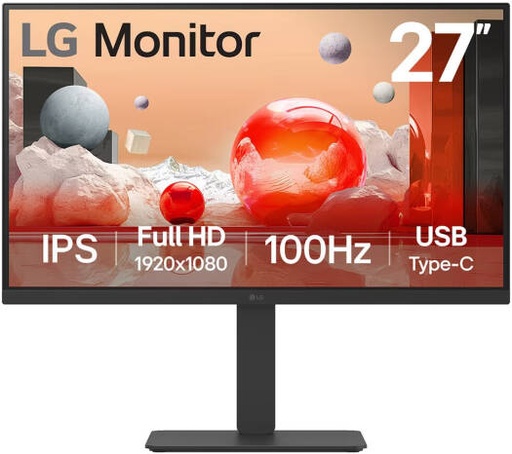 [27BA650-B] LG 27BA650 USB-C Monitor, 27" IPS Display, FHD Resolution, 100Hz Refresh Rate, 5ms (GtG) Response Time, 16.7m Color Display, Built-In Speakers, Anti-Glare Surface Treatment | 27BA650-B