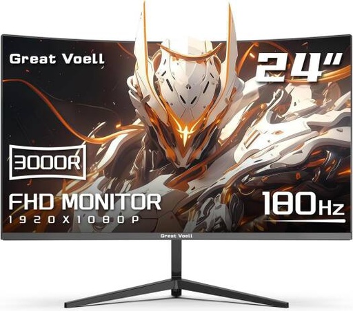 [Q240B16] Great Voell Q240B16 Gaming Monitor, 24" VA Display, FHD Resolution, 180Hz Refresh Rate, 1ms (MPRT) Response Time, AMD FreeSync Technology, Black | Q240B16