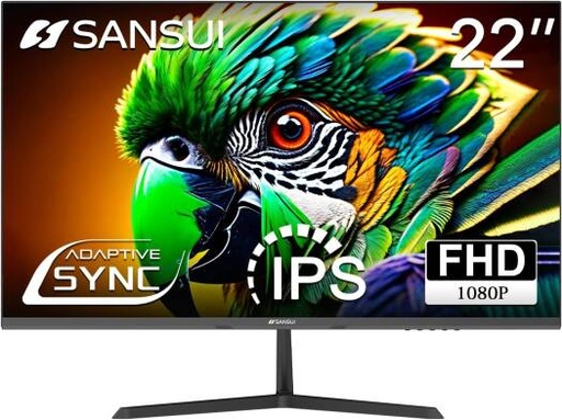 [ES-22X3] SANSUI ES-22X3 Monitor, 22" IPS Display, FHD Resolution, 75Hz Refresh Rate, 14ms Response Time, 16.7m Color Display, Adaptive Sync Technology, Black | ES-22X3