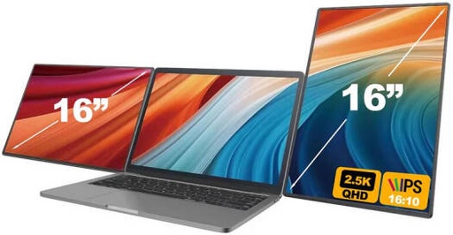 [S7PROPC7] V2COM S7 Pro Portable Monitor, 16" 2K QHD IPS Display, 100% sRGB, USB-C & Mini HDMI, Dual Speakers, Ultra-Slim Detachable Design, Narrow Bezels, Black | S7PROPC7
